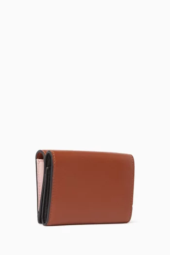 Colour-block Tri-fold Wallet in Leather