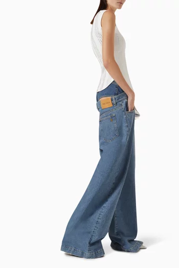Layered Baggy Wide-leg Jeans