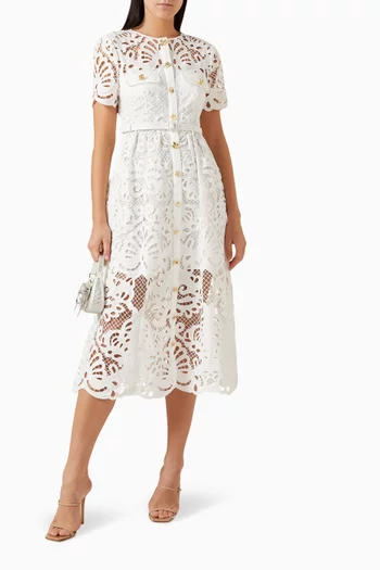 Lace Midi Dress in Cotton