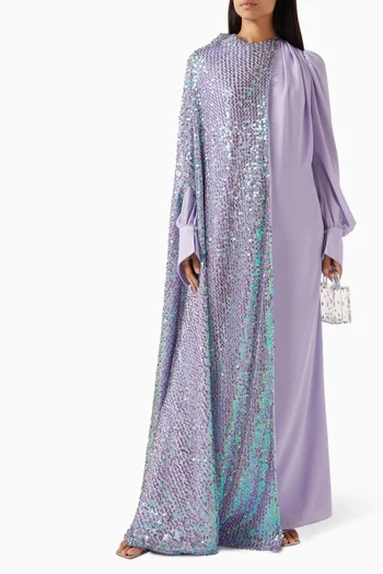 Maya Sequin-embellished Cape Maxi Dress
