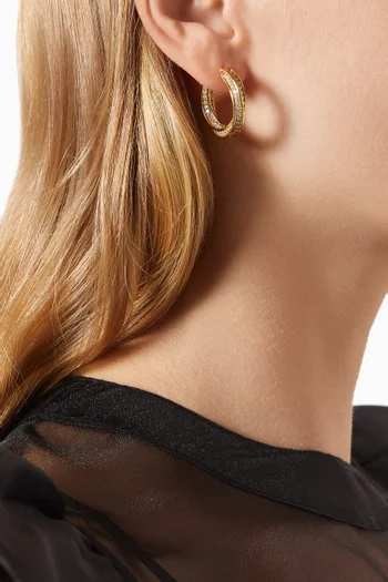 Small Heritage Pavé Hoop Earrings in 18kt Gold-plated Brass