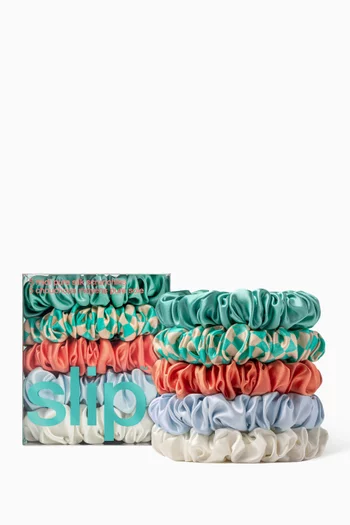 Seashell - Midi Scrunchies in Pure Silk, Set of 5