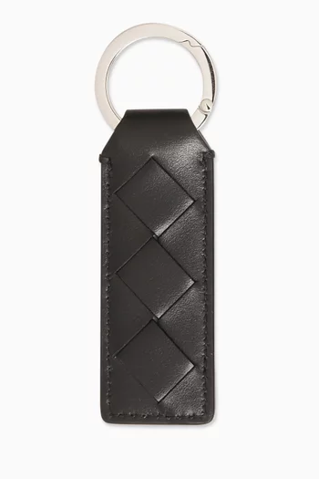Tab Key Ring in Intrecciato Leather