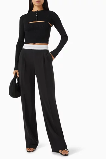 High-waisted Logo Pants in Wool Blend
