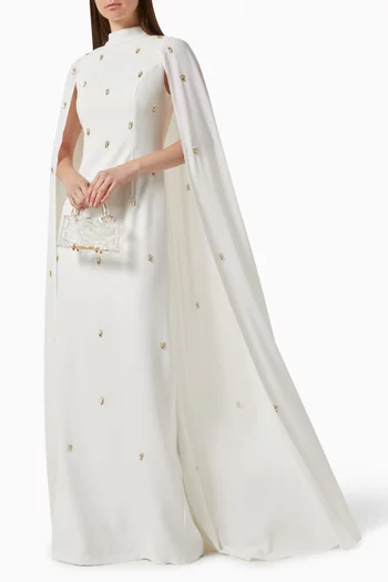 Crystal-embellished Cape Dress