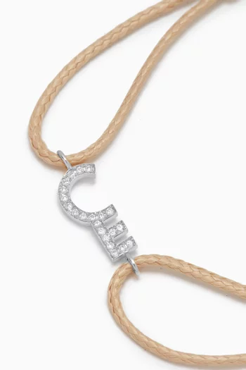 Diamond Arabic Initial Letter ' 'S' Thread Bracelet in 18kt White Gold