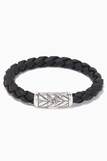 Chevron Silver & Rubber Weave Bracelet