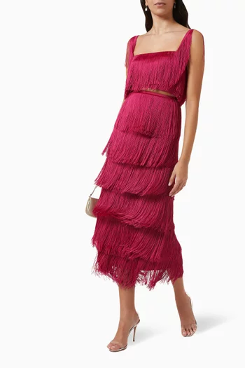 Lluvia Tiered-Fringed Skirt