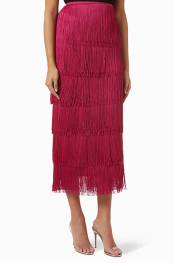 Lluvia Tiered-Fringed Skirt