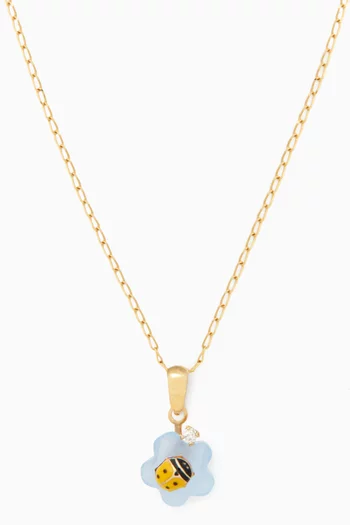 Ladybug Chalcedony & Diamond Pendant Necklace       