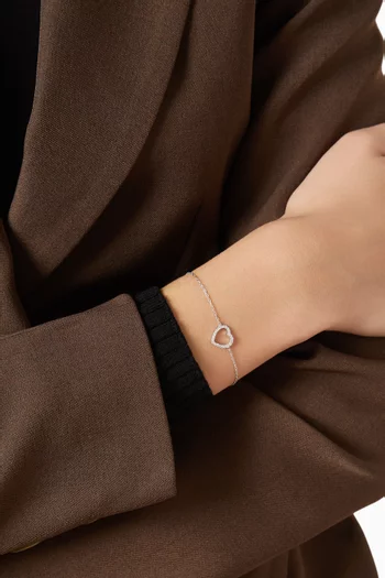 سوار بحلية قلب مرصعة بالكريستال فضة إسترلينية