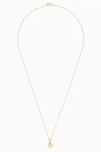 Bird Pendant with Mother of Pearl Heart in 18kt Yellow Gold