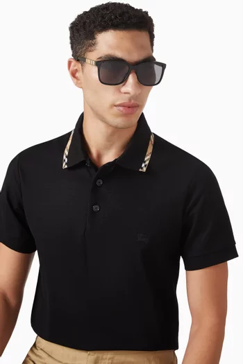 Square Frame Sunglasses with Icon Stripe  