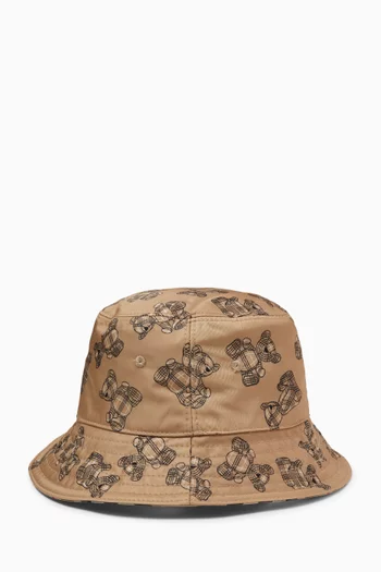 Bear Print Bucket Hat in Cotton