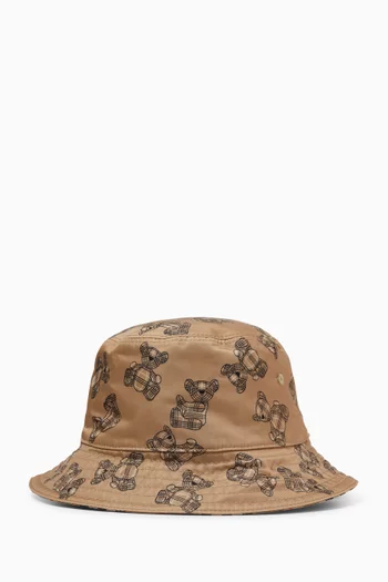 Bear Print Bucket Hat in Cotton
