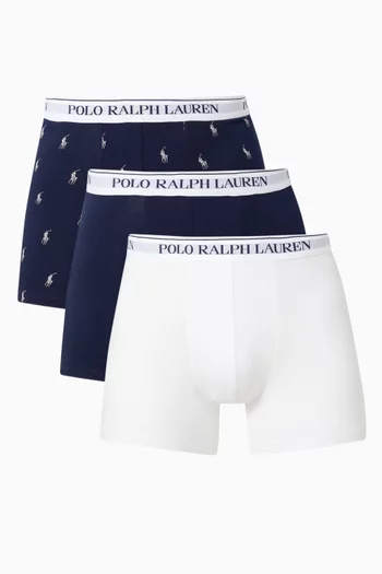 Logo Boxer Briefs in Stretch Cotton, Set of 3