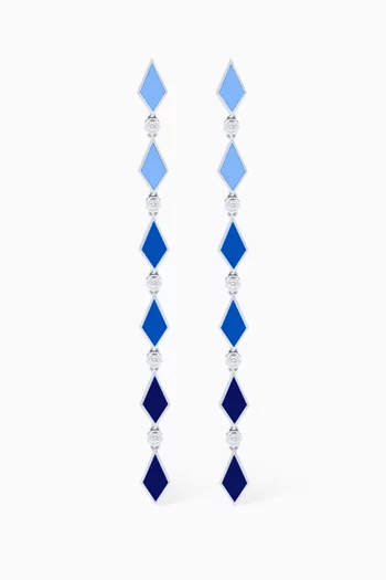 Ombre Diamond & Enamel Drop Earrings in 18kt White Gold