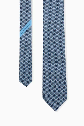 Gancini Print Tie in Silk