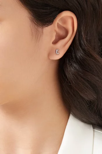 Arabic Letter J ج Diamond Single Stud Earring in 18kt White Gold