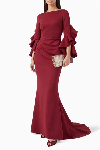 Ruffle Gown in Scuba