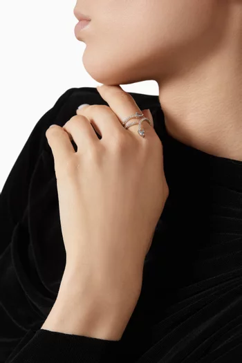 Pear Wrap Ring in Rhodium-plated Brass