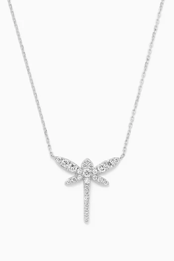 Dragonfly Pendant Diamond Necklace in 18kt White Gold