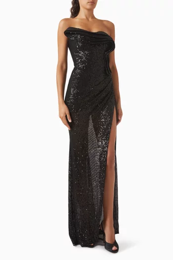 Strapless Sequin-embellished Gown
