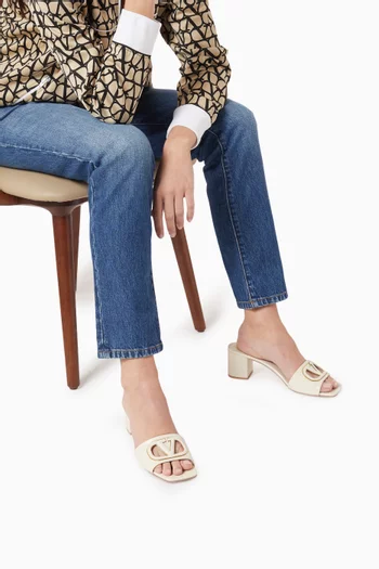 Valentino Garavani VLogo Cut-out Slide Sandals in Calfskin