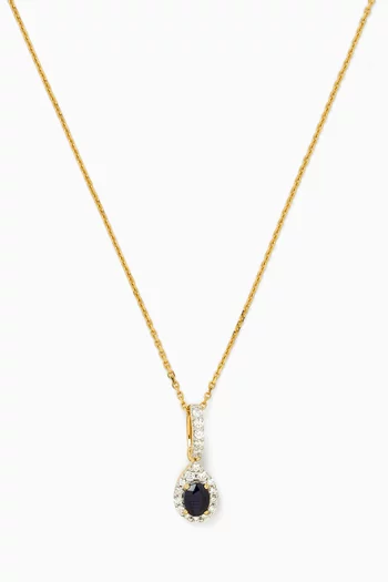 Mini Diana Sapphire & Diamond Necklace in 18kt Yellow Gold