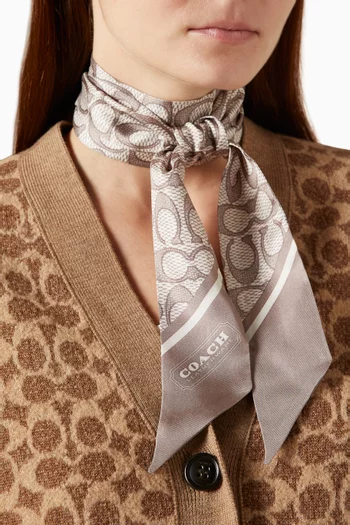 Vintage Signature Print Skinny Scarf in Silk