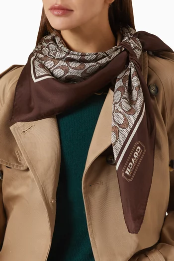 Logo-print Square Scarf in Silk