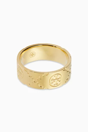 T-Monogram Ring in 18kt Gold-plated Stainless Steel