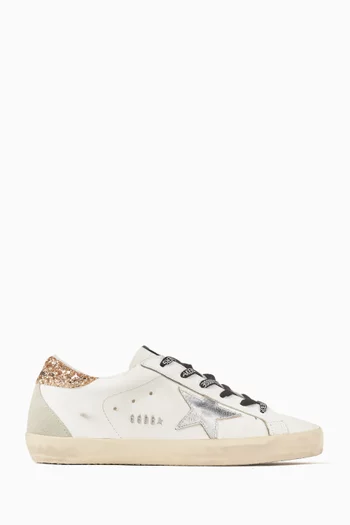 Super-Star Sneakers in Leather & Glitter