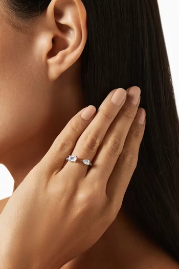 CZ Pavé Open Ring in Rhodium-plated Brass