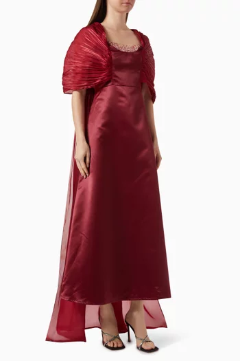 Bead-embellished Dress in Satin & Organza