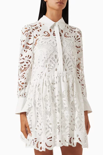 Lace Mini Shirt Dress in Cotton