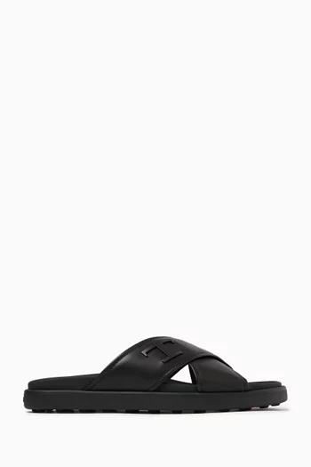 Crossed Strap Sandals in Leather