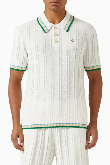 Ribbed Polo Shirt in Cotton-blend Knit