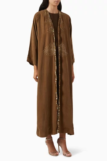 Cinnamon Serenity Embellished Abaya in Silk