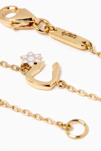 Arabic Letter 'Noon' Flower Charm Bracelet in 18kt Yellow Gold