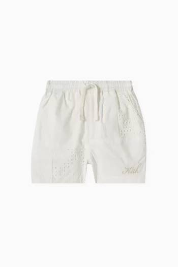 Baby Blocked Broderie Camp Shorts in Cotton