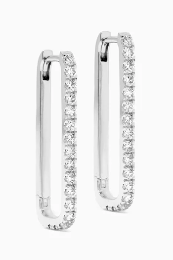 Large Paperclip Diamond Earrings in 18kt White Gold