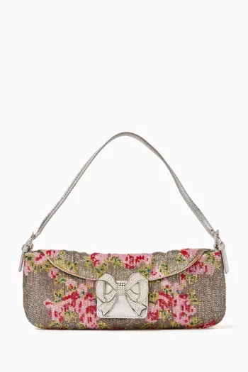 Beaded Floral & Crystal Clutch Bag