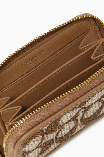 Small Zip Around Card Case in Crystal Signature Jacquard