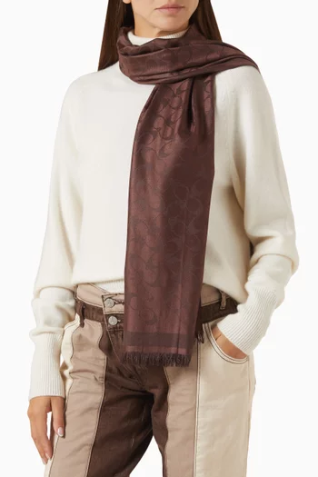 Signature C Oblong Scarf in Lyocell-wool Blend