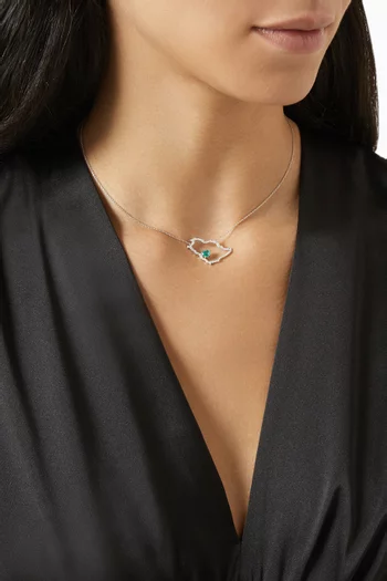Saudi Map Diamond & Emerald Necklace in 18kt Gold