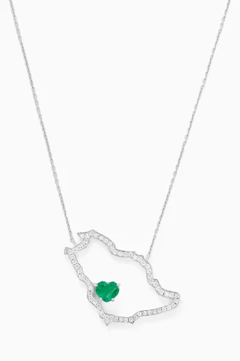 Saudi Map Diamond & Emerald Necklace in 18kt Gold