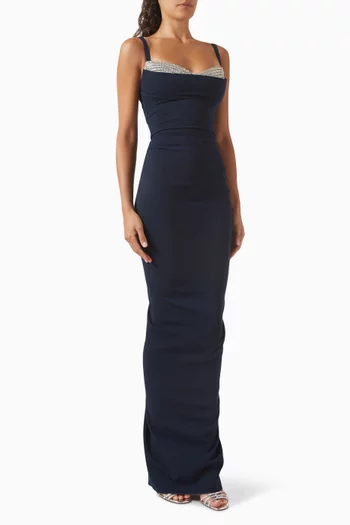 Odessa Beaded Gown in Crepe