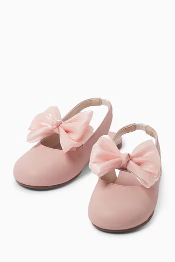 Bow Slingback Ballet Flats in Leather