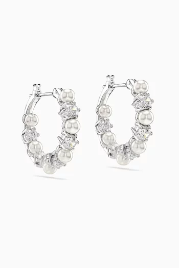 Matrix Hoop Earrings in Rhodium-plated Metal